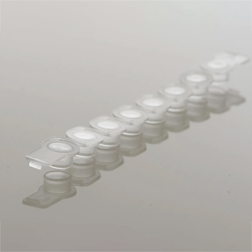 Strips of 8 Flat Optical Caps, crystal clear