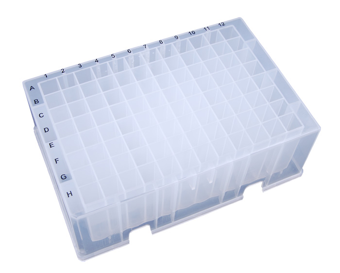 96er DeepWell Platte, 2.2ml, Square Wells, Notches