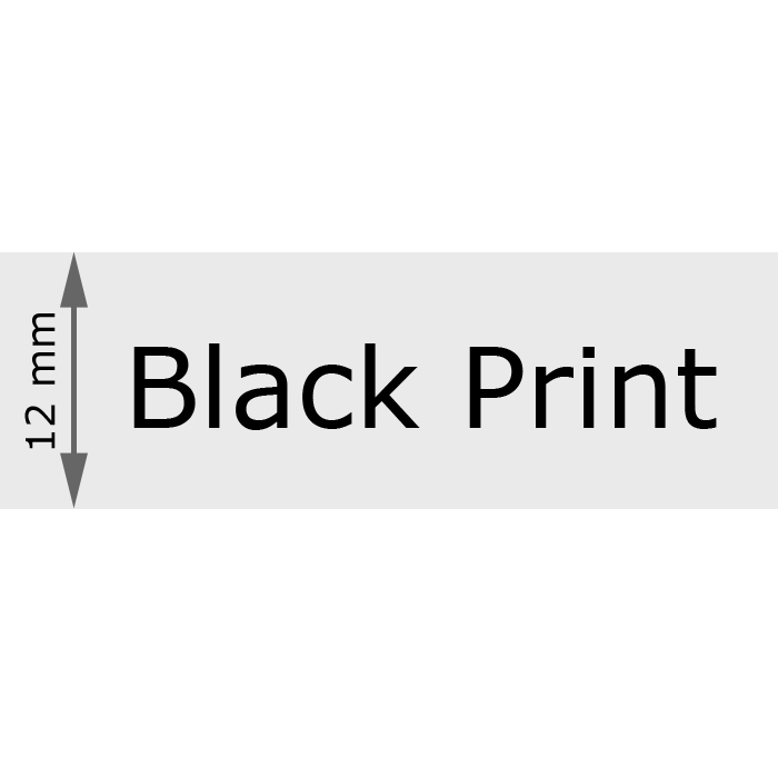 Cassette of 12 mm Tape, Clear with Black Print