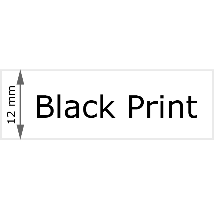 Cassette of 12 mm ULT Tape, White with Black Print