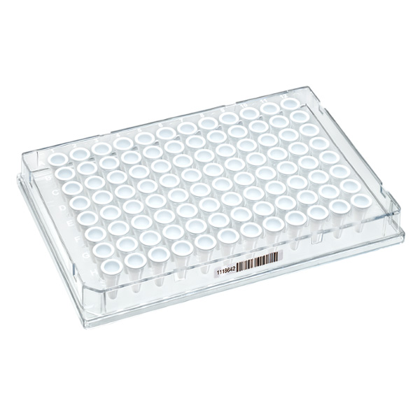 Caretta 96-Well PCR Platten, farblos, weiß, barcod