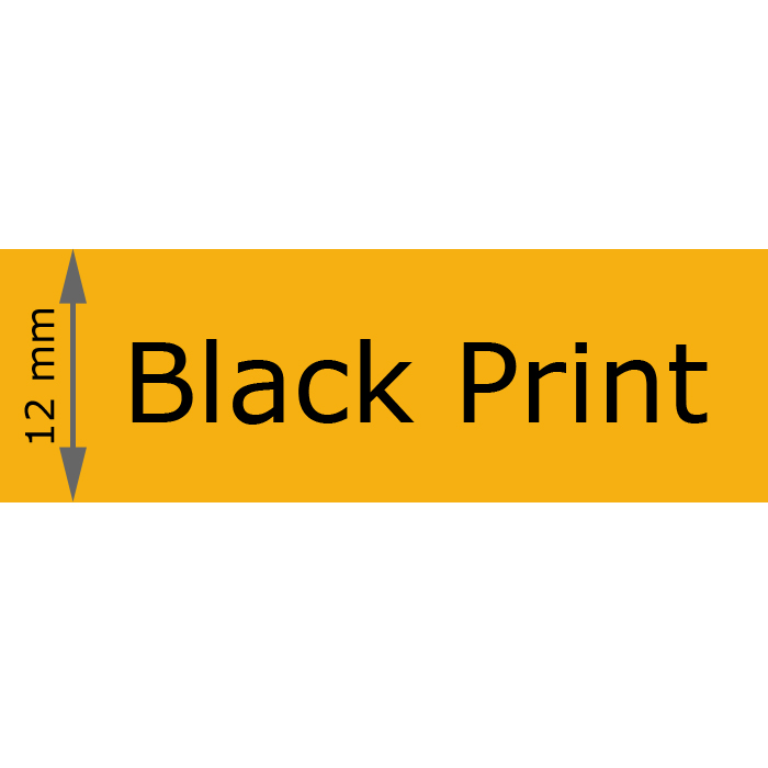 Cassette of 12 mm Tape, Yellow with Black Print