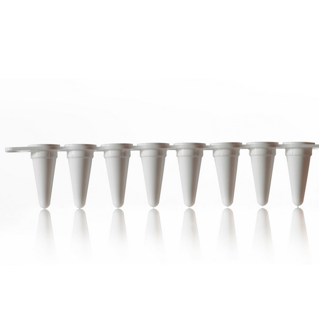 8 Well PCR Tube Strips, white Wells