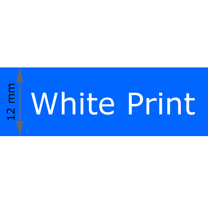 Cassette of 12 mm Tape, Blue with White Print