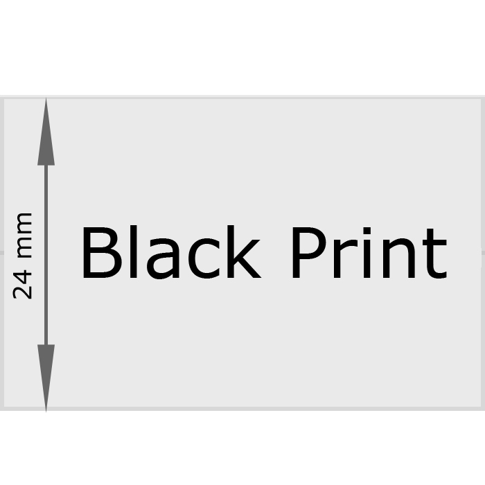 Cassette of 24 mm Tape, Clear with Black Print