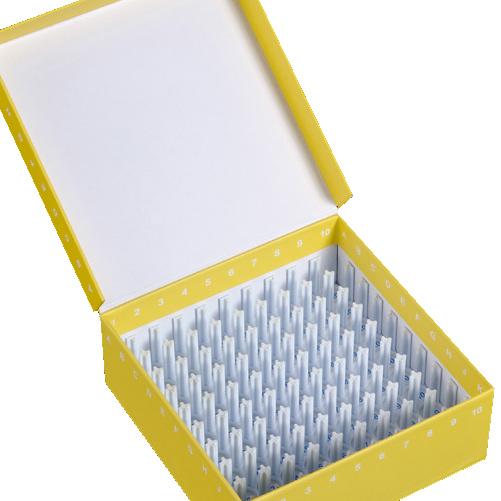 100-well ID Rack, Karton, inkl.10x10 Stift Divider